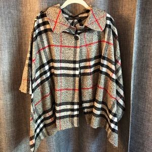 Classic Plaid Poncho Cape
